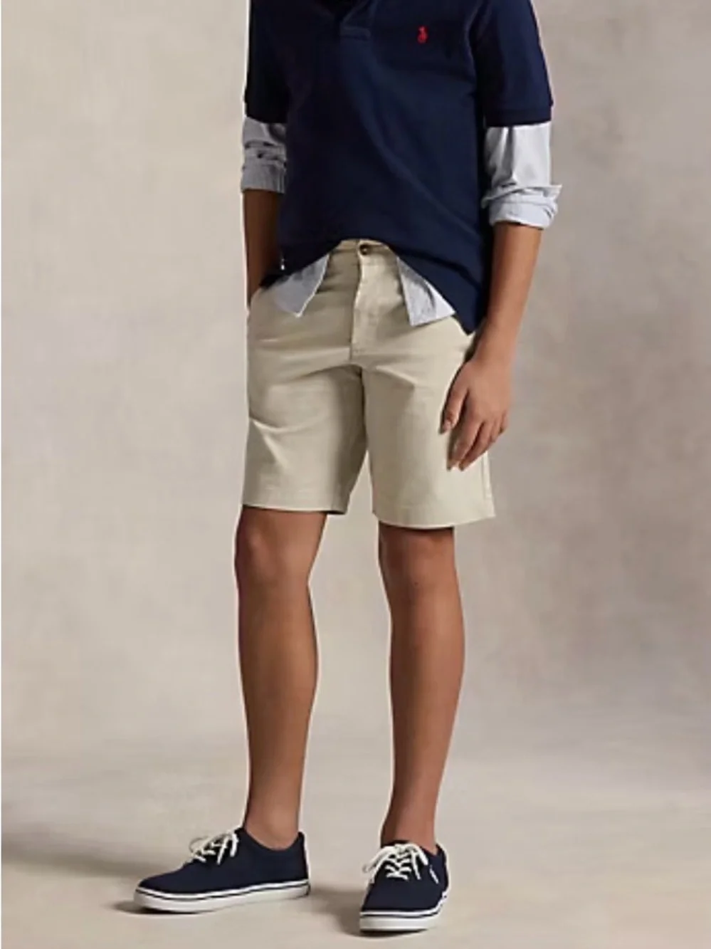 Boys Straight Fit Stretch Chino Shorts in Cream RALPH LAUREN size 14